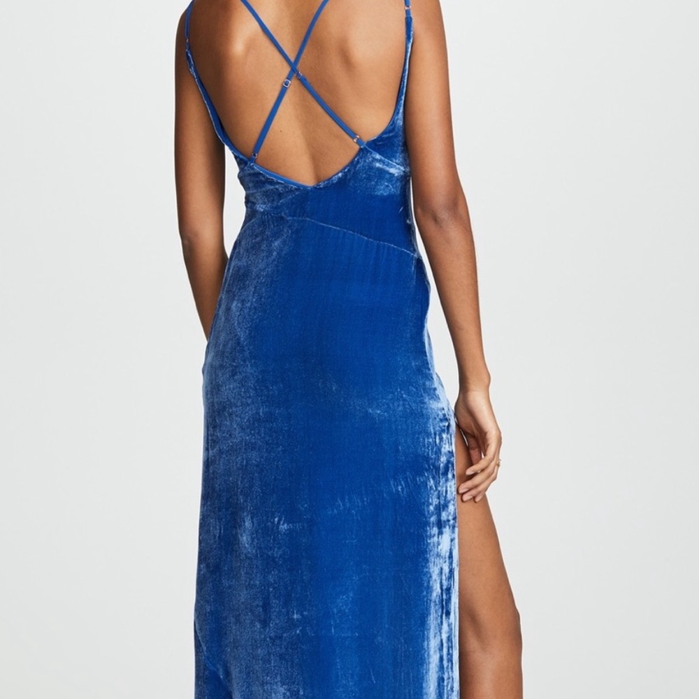For Love & Lemons Blue Nadine Velvet Maxi